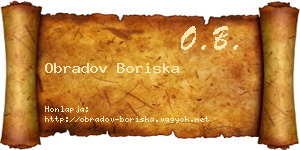 Obradov Boriska névjegykártya